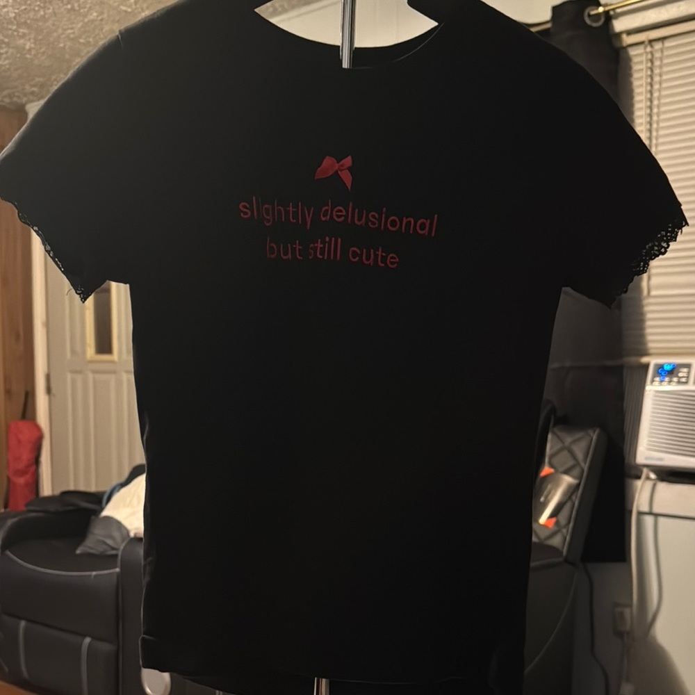 Red and Black Crew Neck Short Sleeve Tee